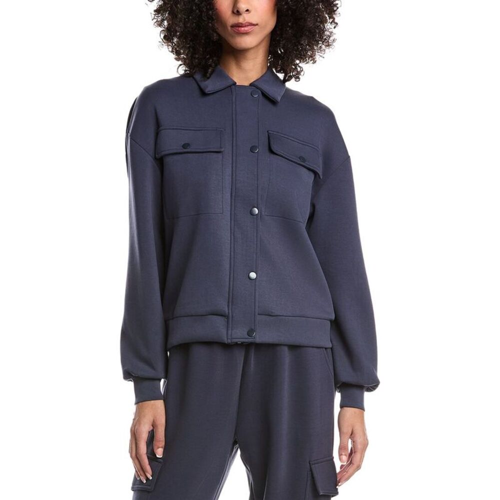 Ariella Womens  Ponte Full Snap Zipper Sweatshirt, Blue